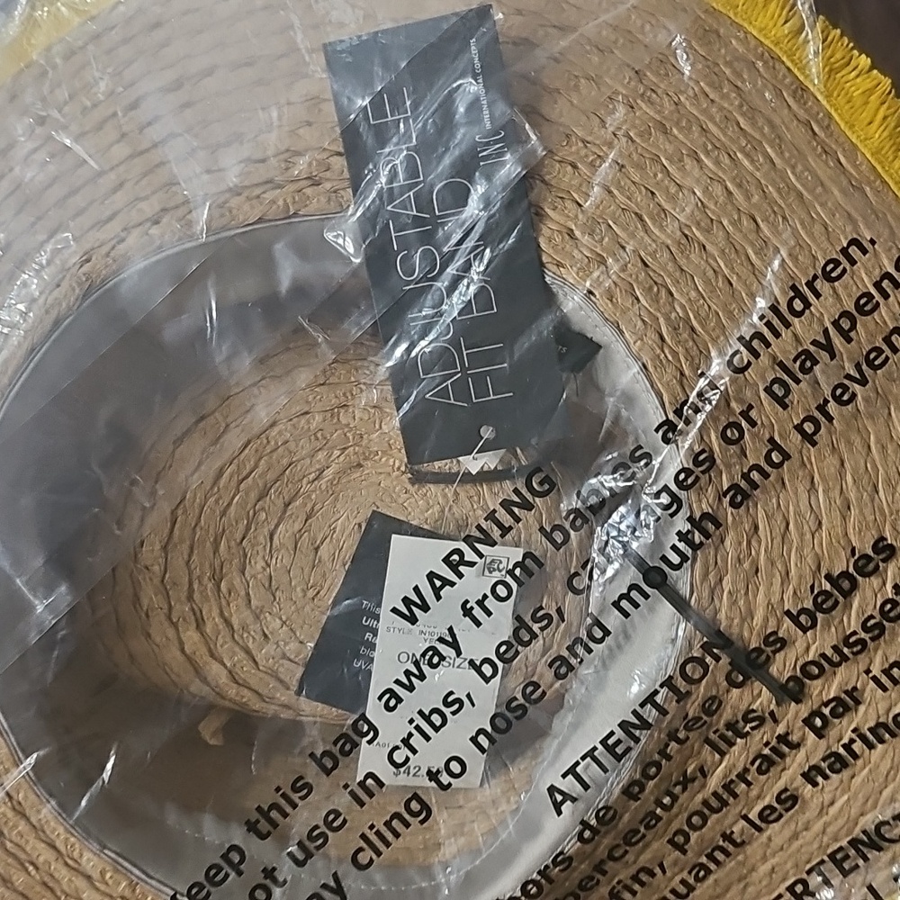 INC Pop Fray Edge Floppy Sun Hat - Yellow - Picture 4 of 4